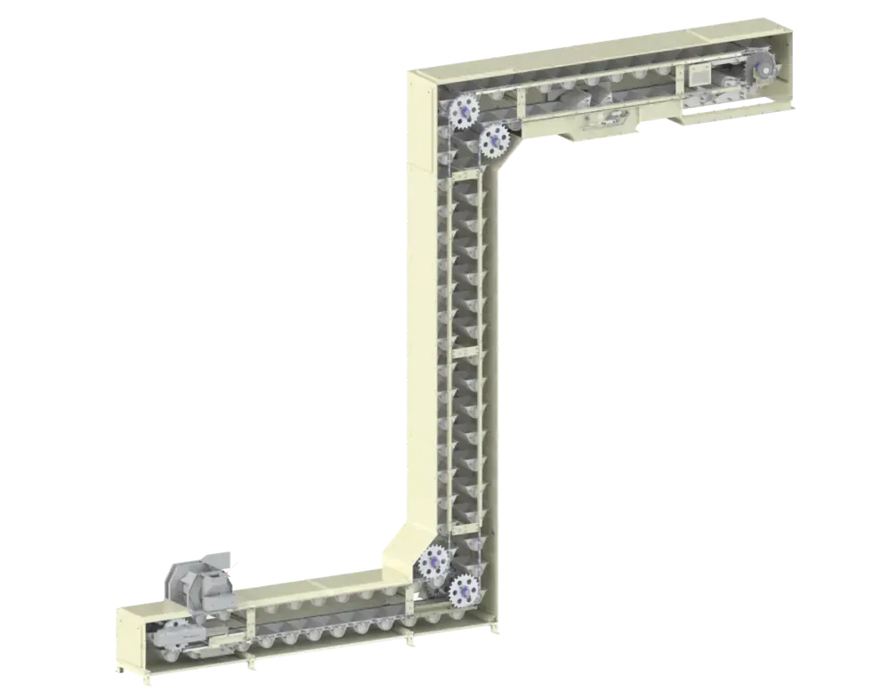 Simatek SBS PenduLift — ковшовый элеватор Z-типа в разрезе